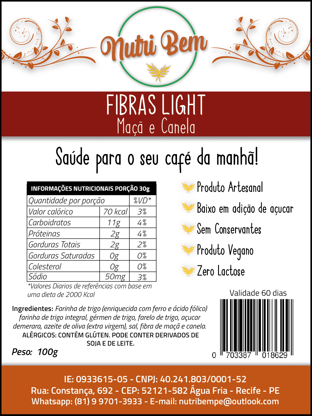 Fibra Light Maçã e Canela